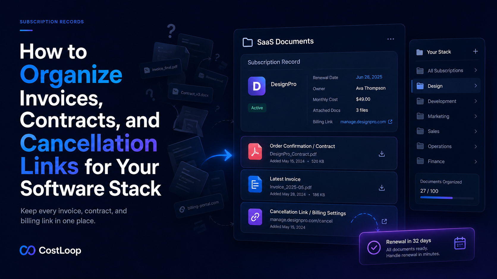How to organize invoices, contracts, and cancellation links for every software subscription in one place