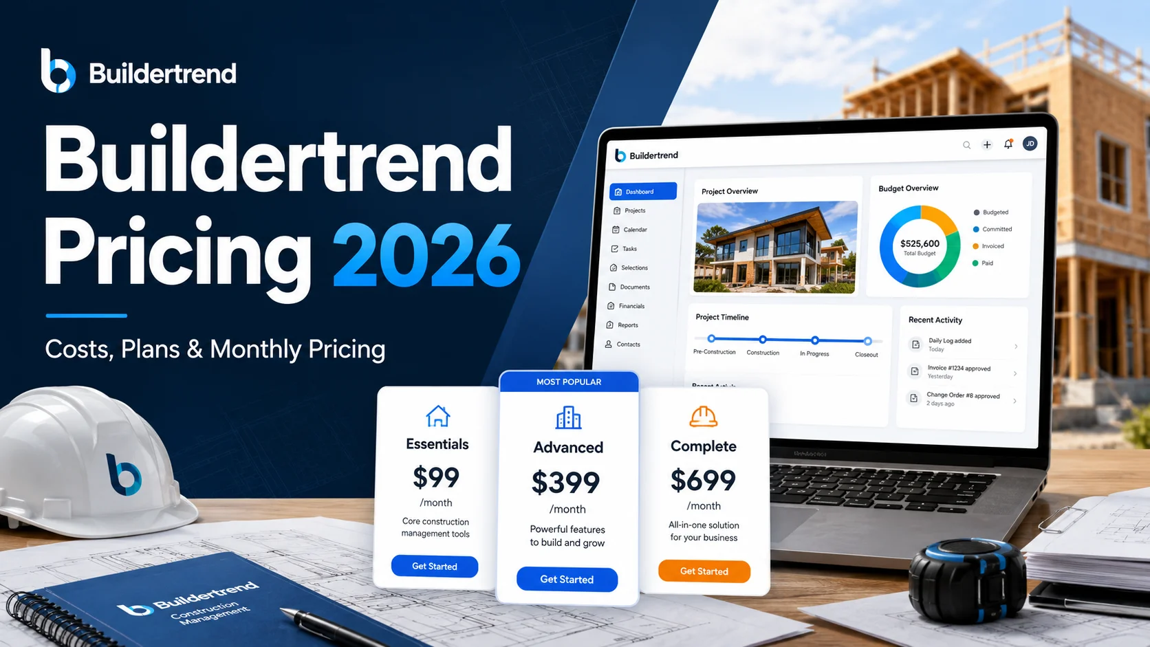 Buildertrend pricing 2026 guide showing custom construction software costs, unlimited users and monthly cost planning
