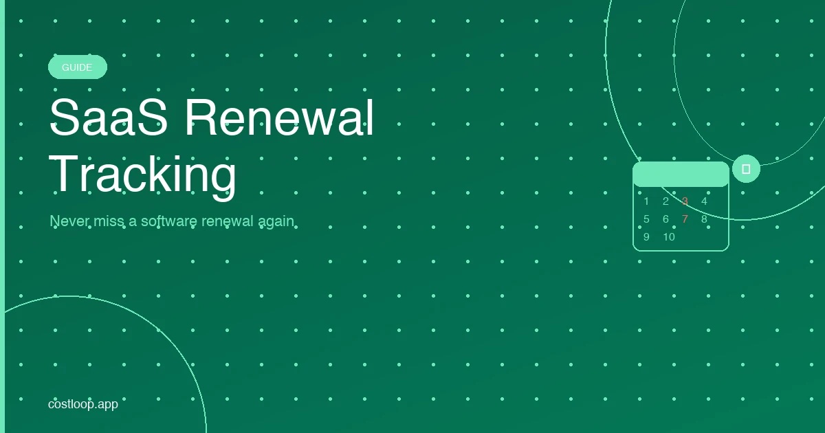 A dashboard showing SaaS subscription renewal dates and upcoming charges