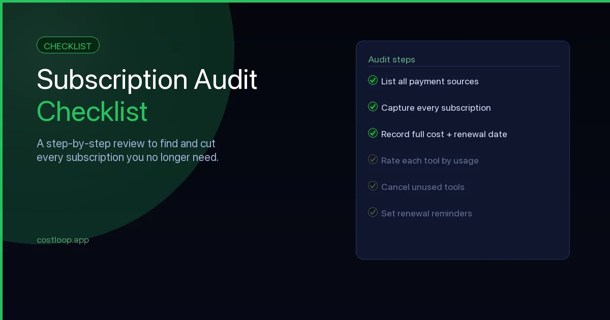 Subscription audit checklist: find every company subscription